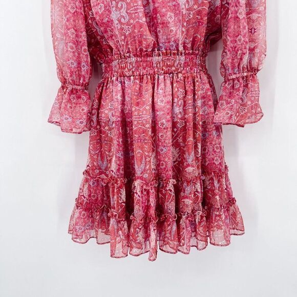 MISA Los Angeles Danae Dress Washed Rose Lilac Floral Off The Shoulder Mini - Picture 7 of 13